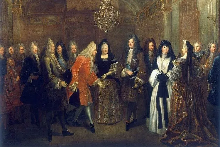 Louis XIV reçoit à Fontainebleau le prince-électeur de Saxe, 27 septembre 1714, by Louis de Silvestre, oil, 1715