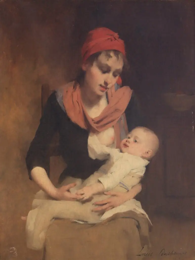 The young mother, by Louis Deschamps