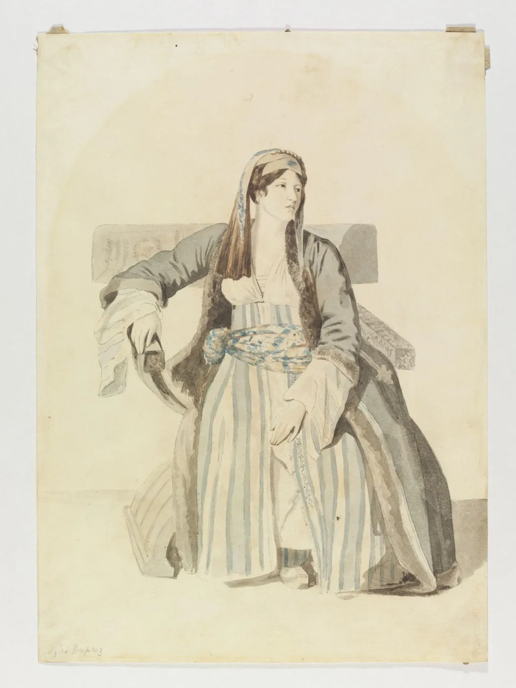 Une Demoiselle Grecque de Livadie, by Louis Dupré, watercolor, 1819
