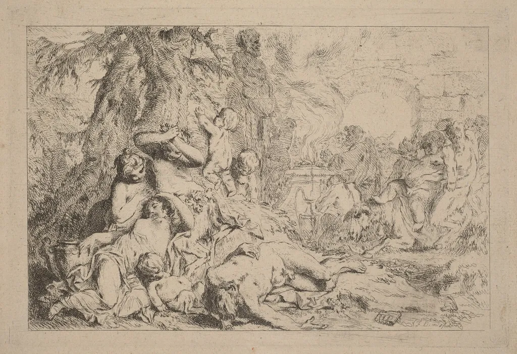 The March of Silenus, by Louis-Felix de La Rue, ink, 1748