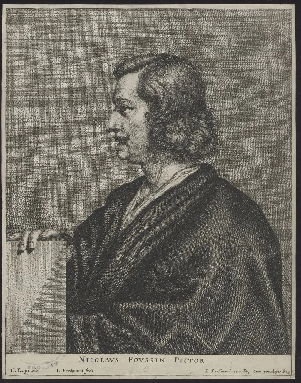Portrait of Nicolas Poussin, painter, by Louis Ferdinand (I), Elle, unspecified, 1650