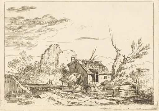 Hovel at the Bridge, by Louis Gabriel Moreau the Elder