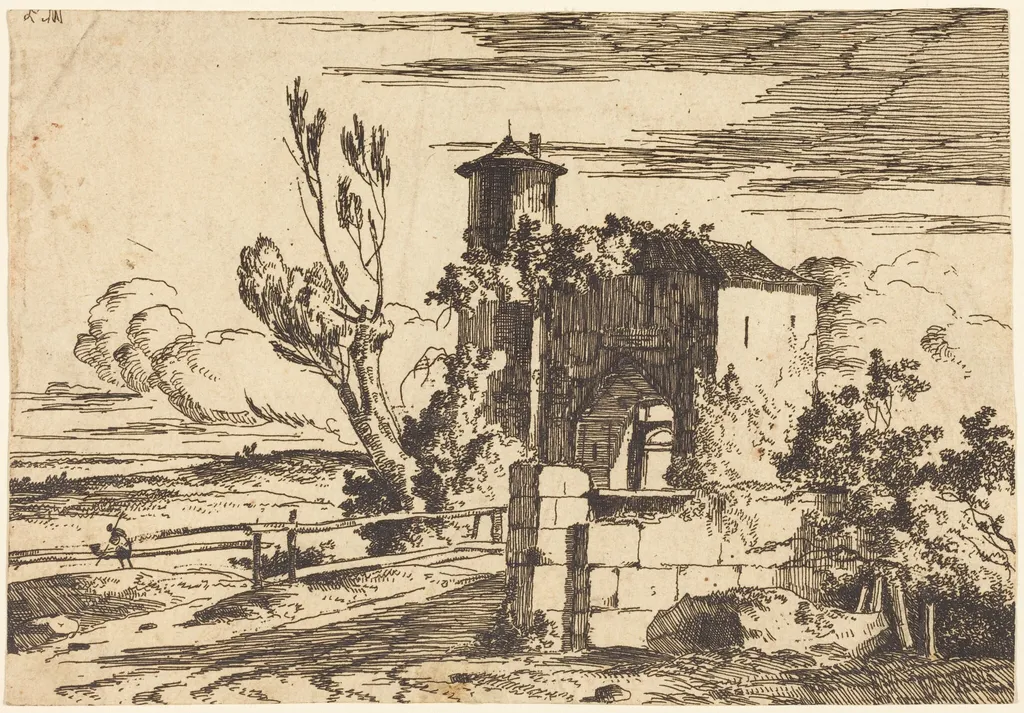 Monumental Entry, by Louis Gabriel Moreau the Elder, ink, 1773