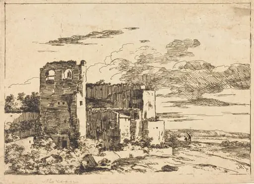 Ruined Buildings near a River Bank