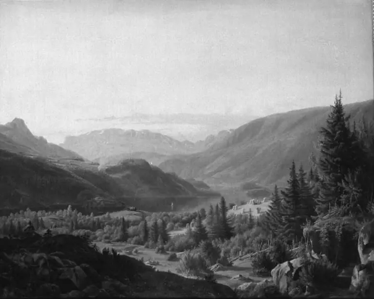 Parti i Valders i Norge. Aften, by Louis Gurlitt