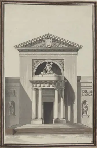 Facade for a Church with a Sculpture Representing Faith, by Louis Gustave Taraval