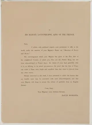 Egypt and Nubia, Volume I: Dedication Page