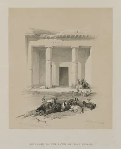 Egypt and Nubia, Volume I: Entrance to the Caves of Beni-Hasan, by Louis Haghe
