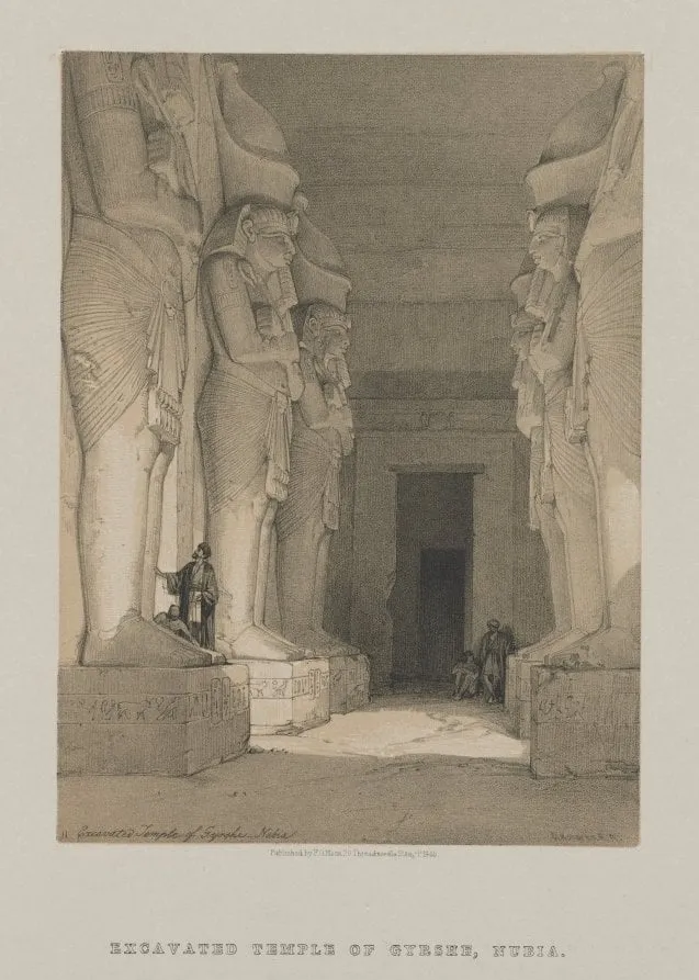 Egypt and Nubia, Volume I: Excavated Temple of Gyrshe, Nubia, by Louis Haghe, 1846