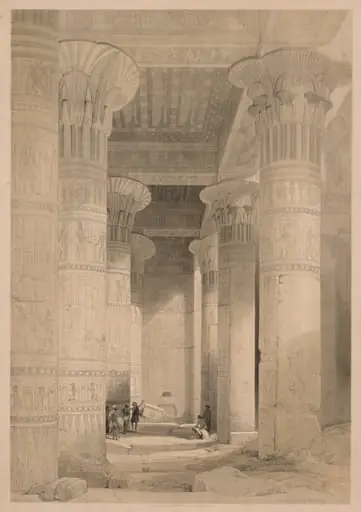 Egypt and Nubia: Volume I - Frontispiece, View under the Grand Portico, Philae, by Louis Haghe