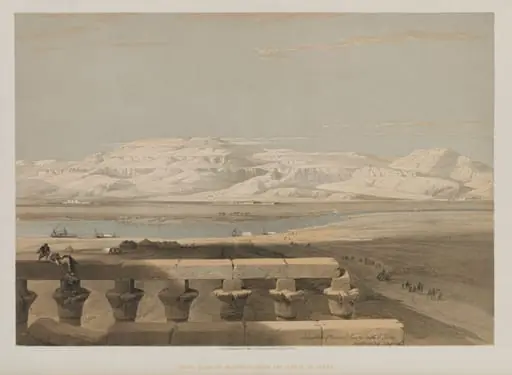 Egypt and Nubia, Volume I: Libyan Chain of Mountains, from the Temple of Luxor, by Louis Haghe