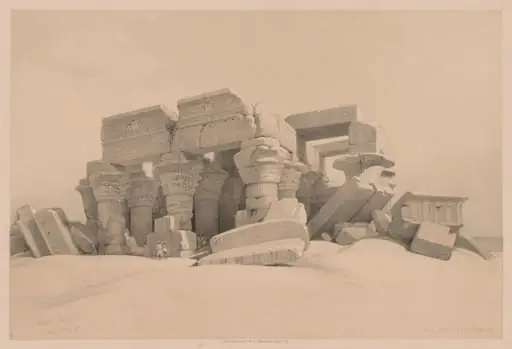 Egypt and Nubia:  Volume I - No. 1, No. 2, Remains of the Portico of the Temple of Kom Ombo, by Louis Haghe