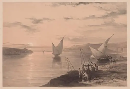 Egypt and Nubia:  Volume I - No. 12, Hadjar Silsilis, by Louis Haghe