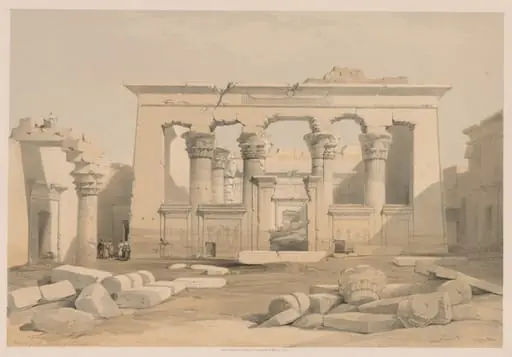 Egypt and Nubia: Volume I - No. 28, Portico of the Temple of Kalabshi, by Louis Haghe
