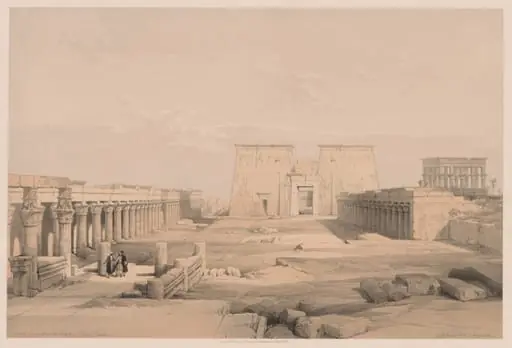 Egypt and Nubia:  Volume I - No. 42, Grand Approach to the Temple of Philae, Nubia, by Louis Haghe