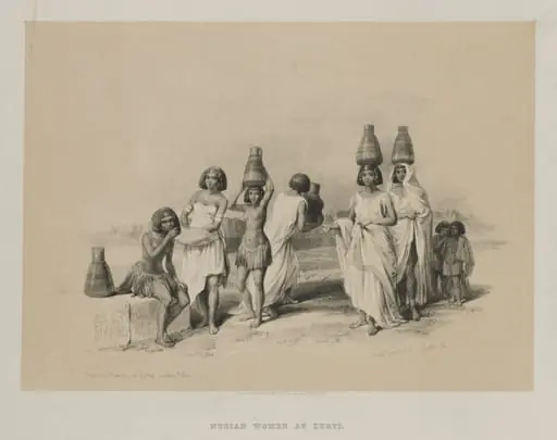 Egypt and Nubia, Volume I: Nubian Women at Kortie, on the Nile, by Louis Haghe