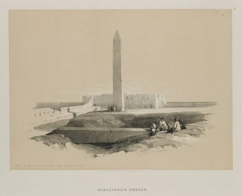 Egypt and Nubia, Volume I: Obelisk at Alexandria, Commonly called Cleopatra's Needle, by Louis Haghe, 1846