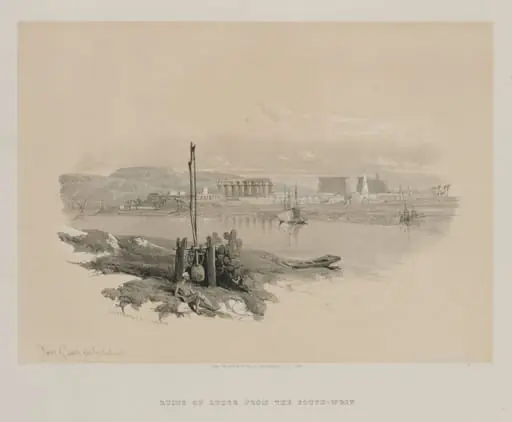 Egypt and Nubia, Volume I: Ruins of Luxor from the South-West, by Louis Haghe