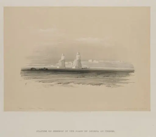 Egypt and Nubia, Volume I: Statues of Memnon, Thebes, by Louis Haghe