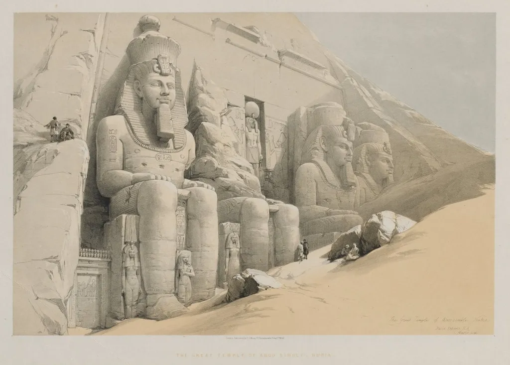 Egypt and Nubia, Volume I: The Great Temple of Aboo-Simble, Nubia, by Louis Haghe, 1846