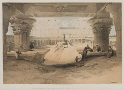 Egypt and Nubia, Volume I: View from Under the Portico of the Temple of Edfou, Upper Egypt, by Louis Haghe