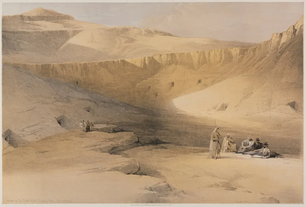 Egypt and Nubia, Volume II: Entrance to the Tombs of the Kings of Thebes, Bab-El-Malouk, by Louis Haghe, 1848