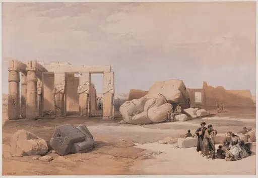 Egypt and Nubia, Volume II: Fragments of the Great Colossi at the Memnonium, Thebes, by Louis Haghe