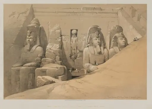 Egypt and Nubia, Volume II: Front Elevation of the Great Temple of Aboo Simbel, Nubia, by Louis Haghe