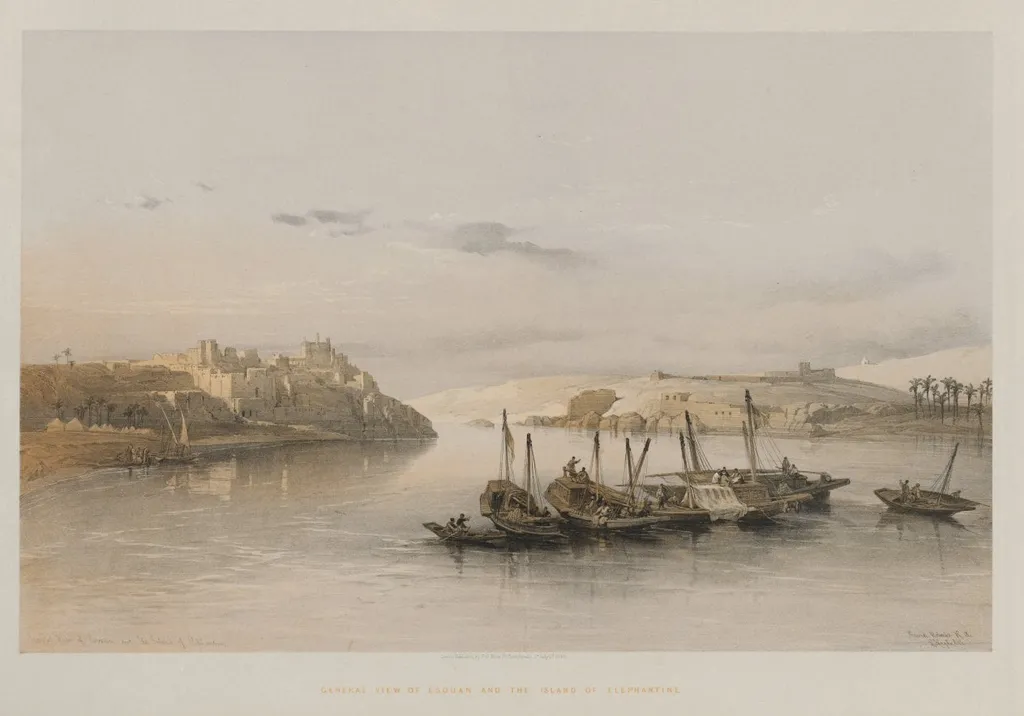 Egypt and Nubia, Volume II: General View of Esouan and the Island of Elephantine, by Louis Haghe, 1848
