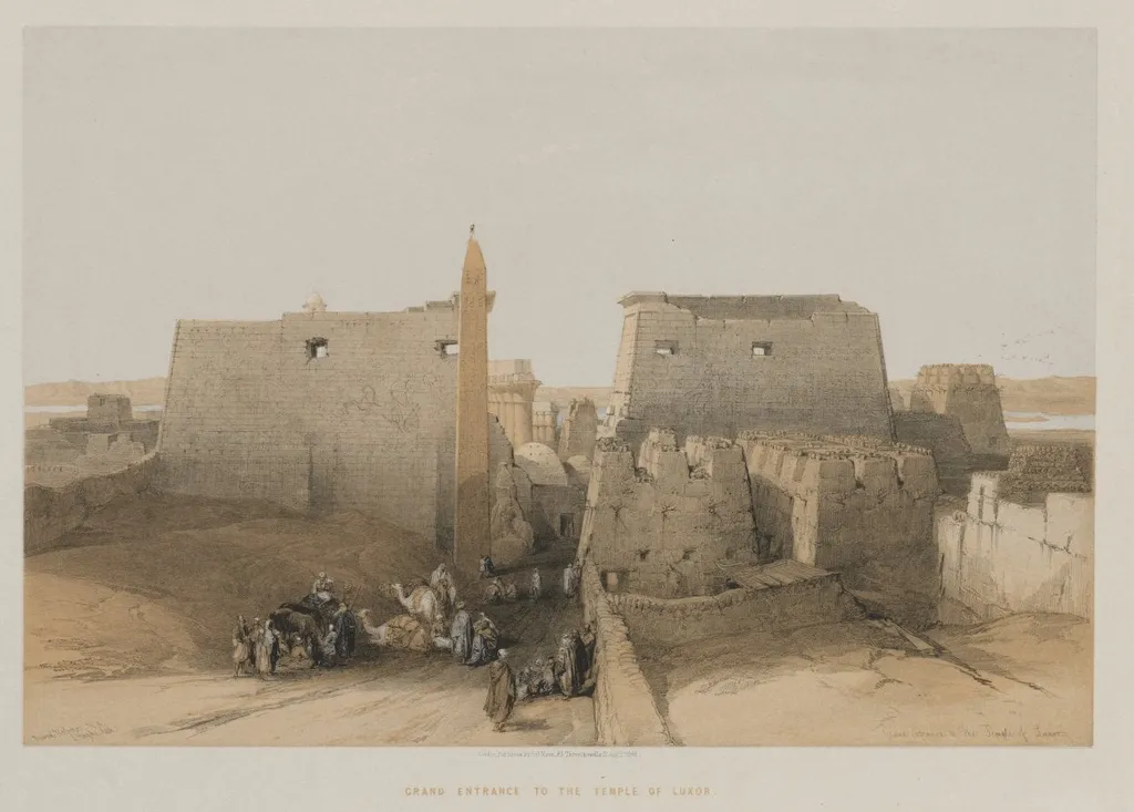 Egypt and Nubia, Volume II: Grand Entrance to the Temple of Luxor, by Louis Haghe, 1848