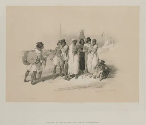 Egypt and Nubia, Volume II: Group of Nubians-Wady Kardasey, by Louis Haghe