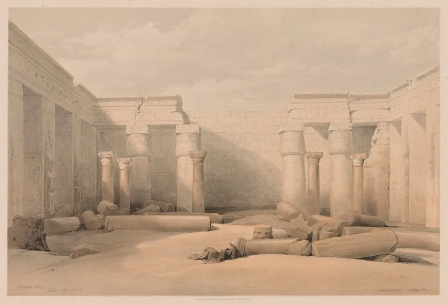 Egypt and Nubia: Volume II - No. 18, Medinet Abou, Thebes, by Louis Haghe, 1832