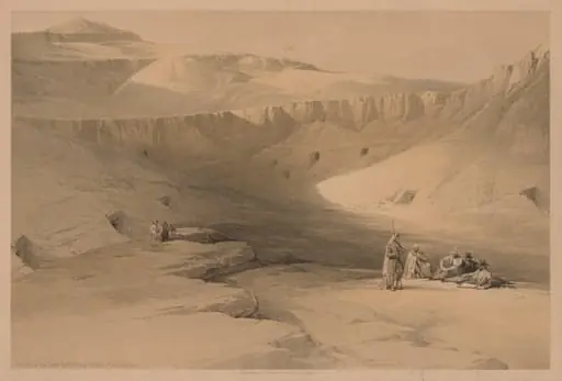 Egypt and Nubia: Volume II - No. 34, Entrance to the Tombs of the Kings of Thebes, Biban-el-molook, by Louis Haghe