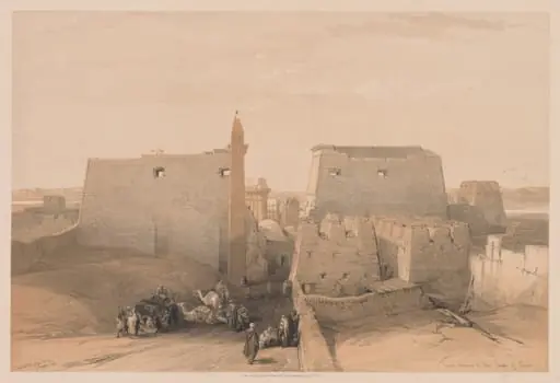 Egypt and Nubia: Volume II - No. 38, Grand Entrances to the Temple of Luxor, by Louis Haghe