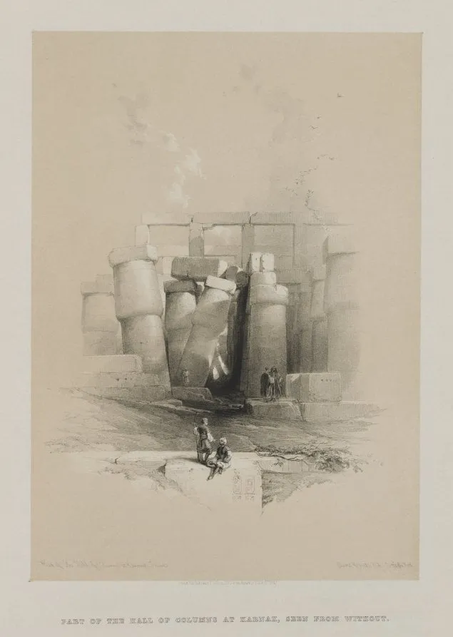 Egypt and Nubia, Volume II: Part of the Hall of Columns at Karnak, Thebes, by Louis Haghe, 1847