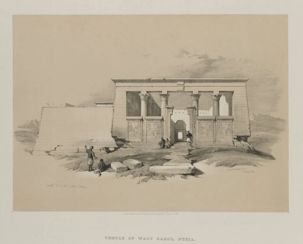 Egypt and Nubia, Volume II: Temple at Wady Dabod, Nubia, by Louis Haghe, 1848