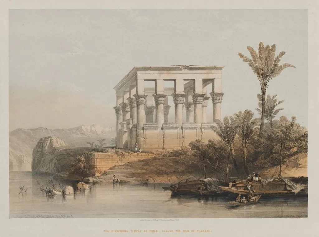 Egypt and Nubia, Volume II: The Hypaethral Temple at Philae, called the Bed of Pharaoh, by Louis Haghe, 1848