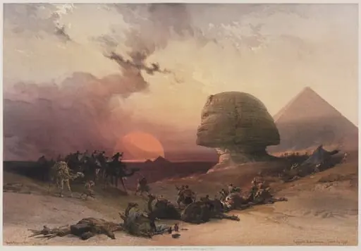 Egypt and Nubia, Volume III:  Approach of the Simoon-Desert at Gizeh, by Louis Haghe