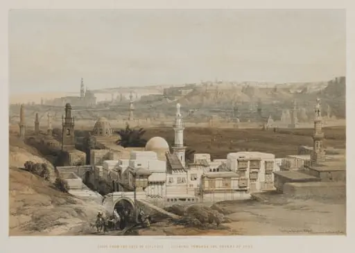 Egypt and Nubia, Volume III: Cairo from the Gate of Citzenib, Looking towards the Desert of Suez, by Louis Haghe