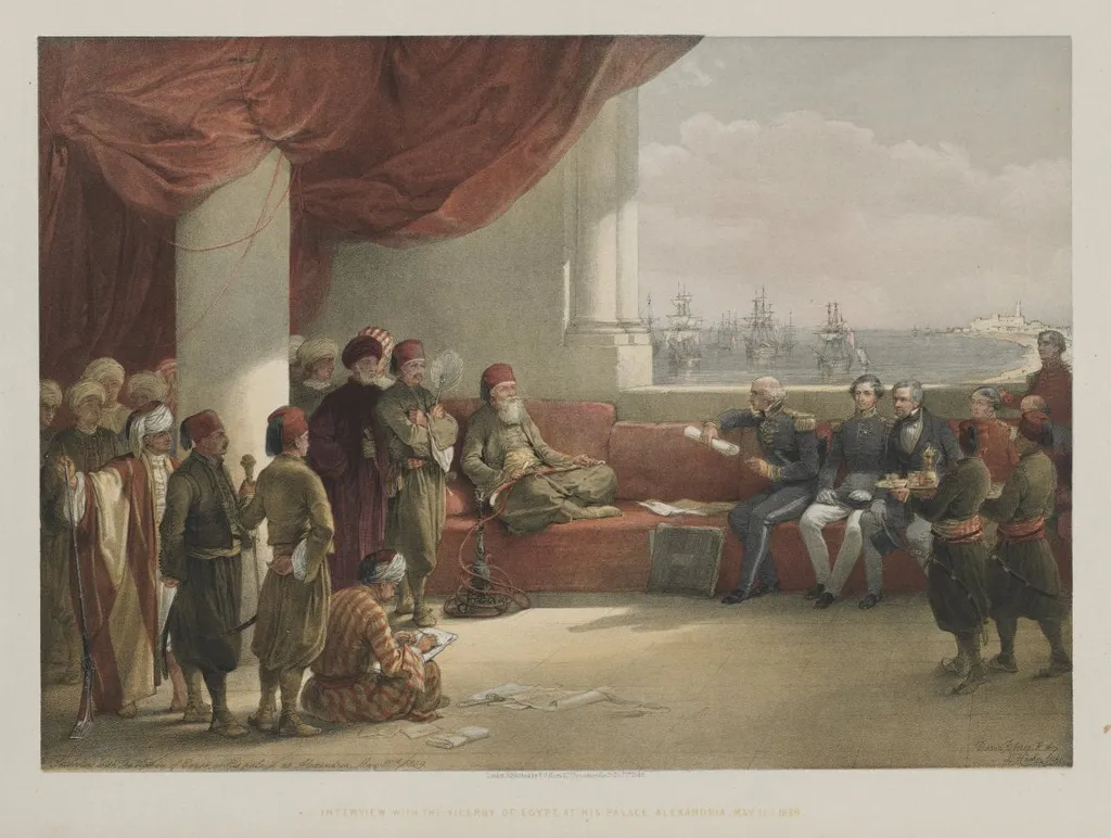 Egypt and Nubia, Volume III: Interview with the Viceroy of Egypt, at his Palace, Alexandria, by Louis Haghe, 1848