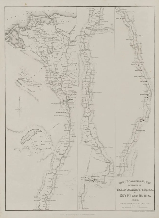Egypt and Nubia, Volume III: Map to Illustrate the Sketches of David Roberts, Esq: R.A. in Egypt and Nubia 1849, by Louis Haghe, 1849