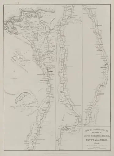 Egypt and Nubia, Volume III: Map to Illustrate the Sketches of David Roberts, Esq: R.A. in Egypt and Nubia 1849, by Louis Haghe