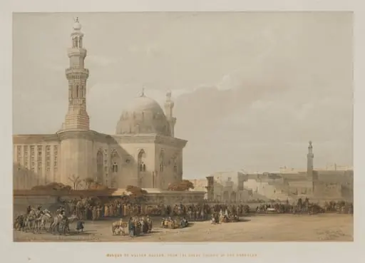 Egypt and Nubia, Volume III: Mosque of Sultan Hassan, from the Great Square of the Rameyleh, by Louis Haghe