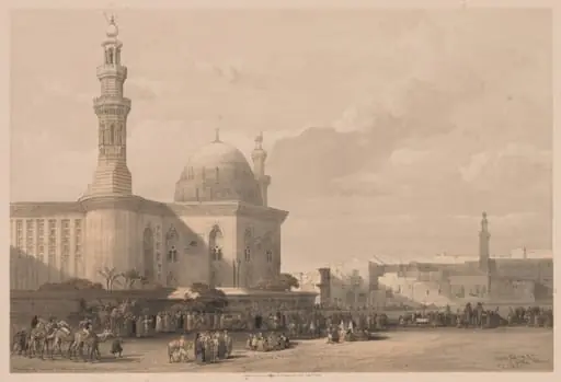 Egypt and Nubia: Volume III–No. 38, Mosque of Sultan Hassan from the Great Square of the Rameyleh, by Louis Haghe