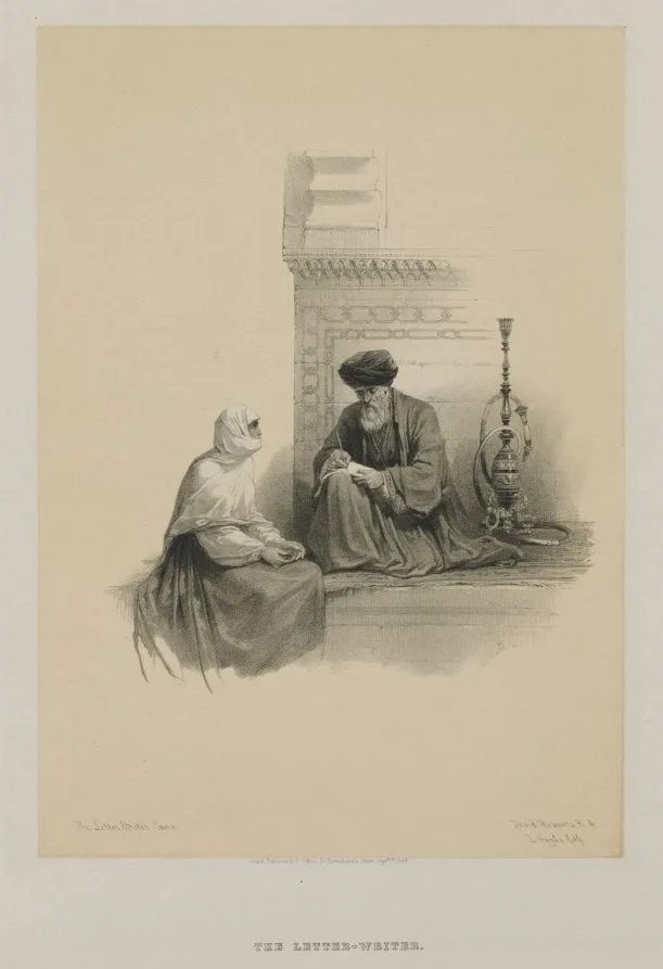 Egypt and Nubia, Volume III: The Letter-Writer, Cairo, by Louis Haghe, 1849