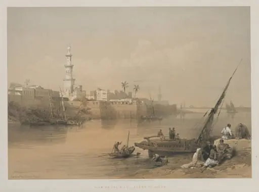 Egypt and Nubia, Volume III: View on the Nile, Ferry to Gizeh, by Louis Haghe
