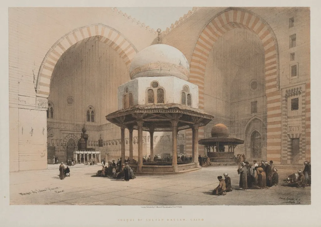 Egypt & Nubia, Volume III, No. 8: Mosque of Sultan Hassan, Cairo, by Louis Haghe, 1846