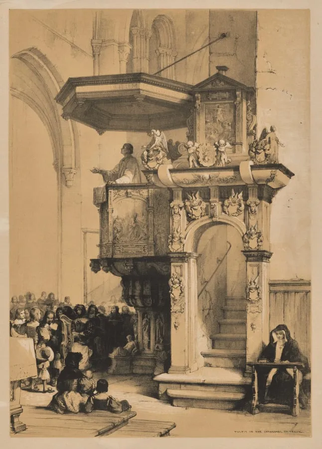 Sketches in Belgium and Germany, First Series, Pulpit in the Cathedral of Treves, by Louis Haghe, 1845