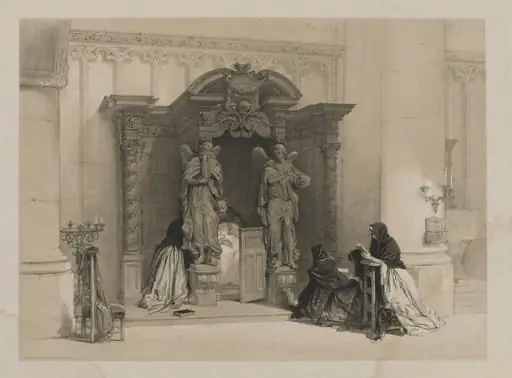 Sketches in Belgium and Germany, Volume I: Confessional in St. Gudule, Brussels, by Louis Haghe