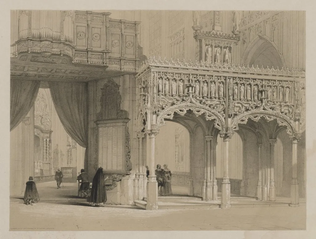 Sketches in Belgium and Germany, Volume I: Screen in the Cathedral of St. Peter, Louvain, by Louis Haghe, 1840